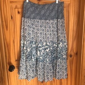Chaps Navy blue and white paisley Patterned Midi Skirt large long
